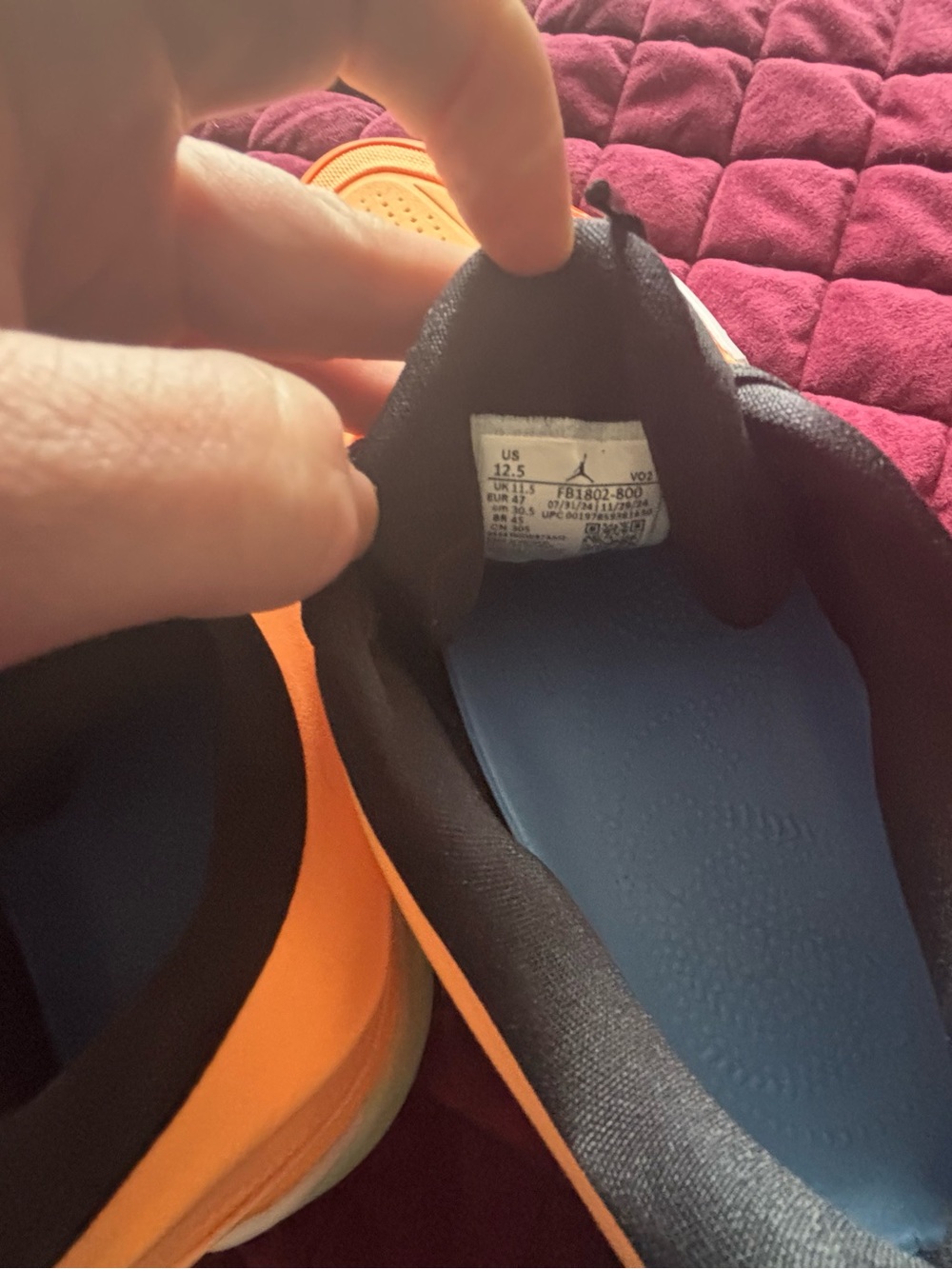 Jordan Men's Orange and Navy Low-Top Sneakers - Picture 5 of 5